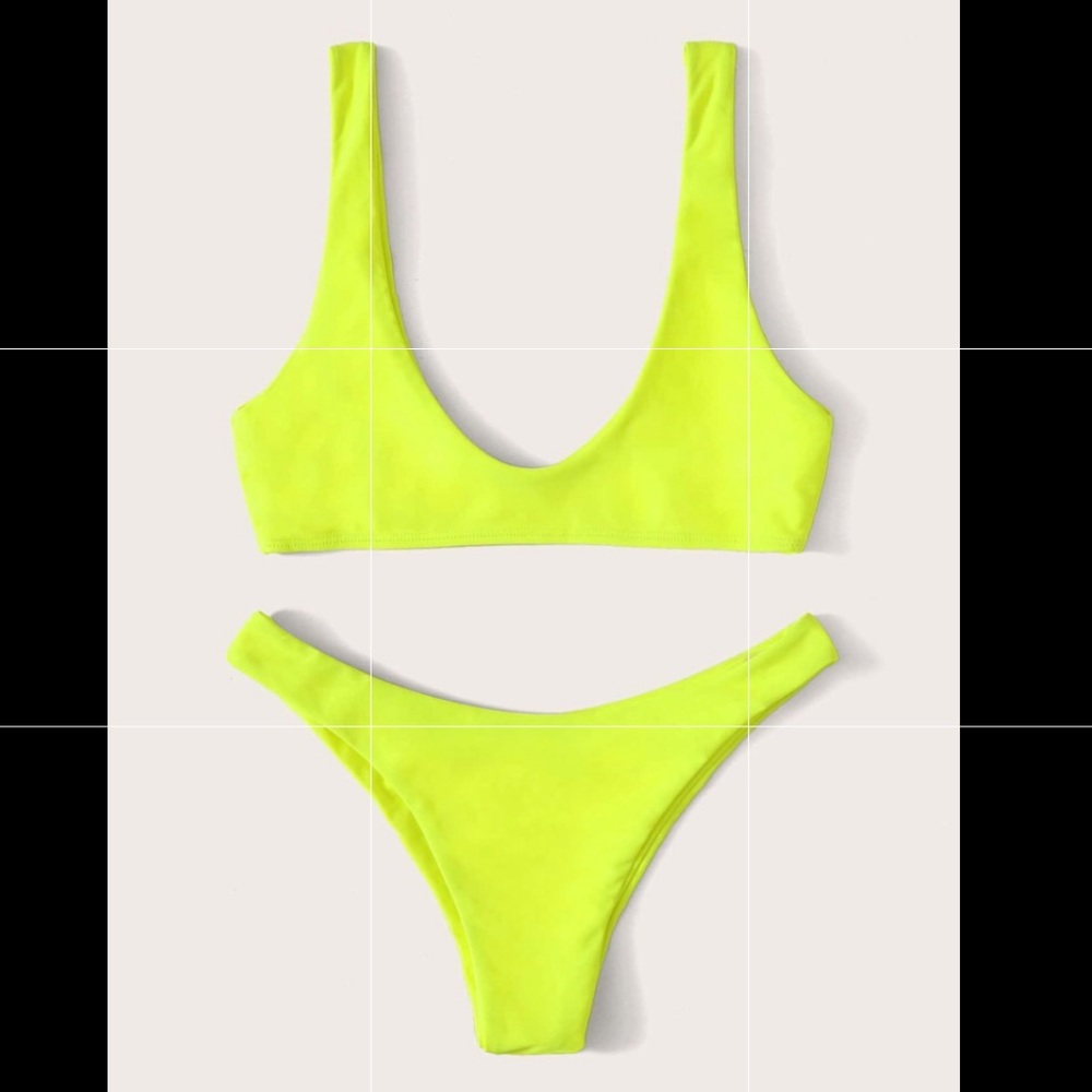 neon yellow shein bikini
